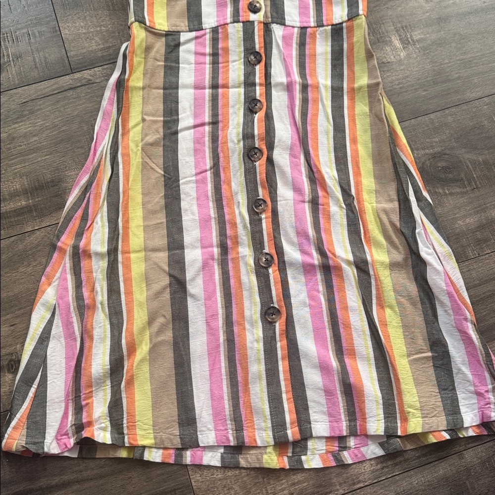 LOFT Multicolor Striped Button-Down Midi Dress si… - image 4
